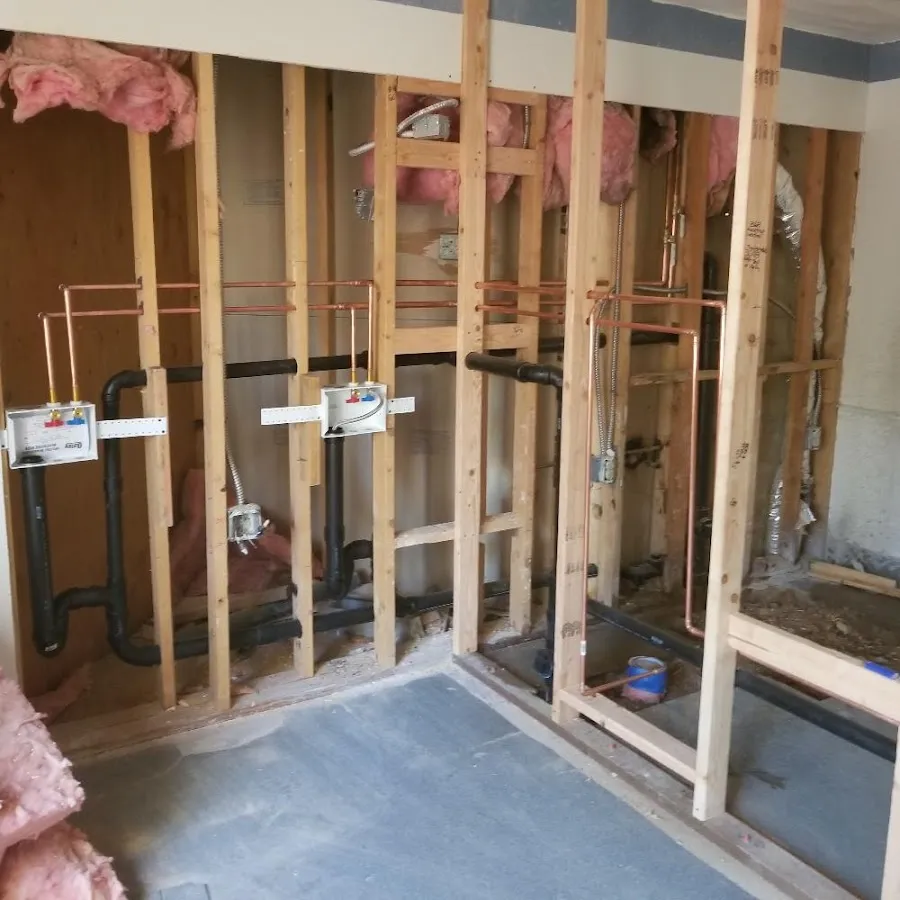 Copper pipe rough-in and plumbing installation in Carpinteria